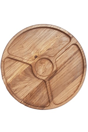 Wooden plate for 3 sections with compartment for..