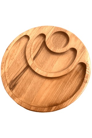 Wooden plate in three sections in the form of cr..